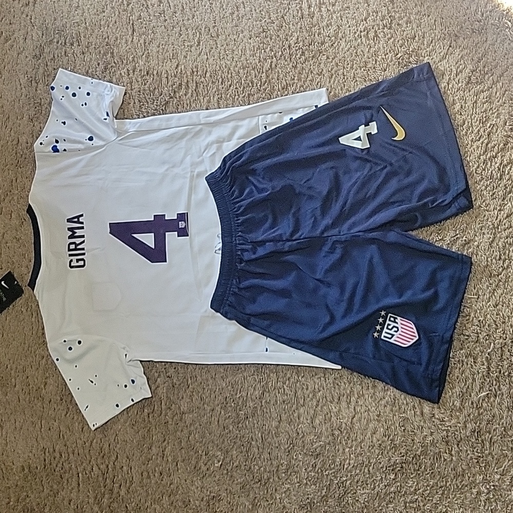 NAOMI GIRMA #4 USWNT NIKE FIFA WORLD CUP SOCCER JERSEY & SHORTS KIT NWT YOUTH XL